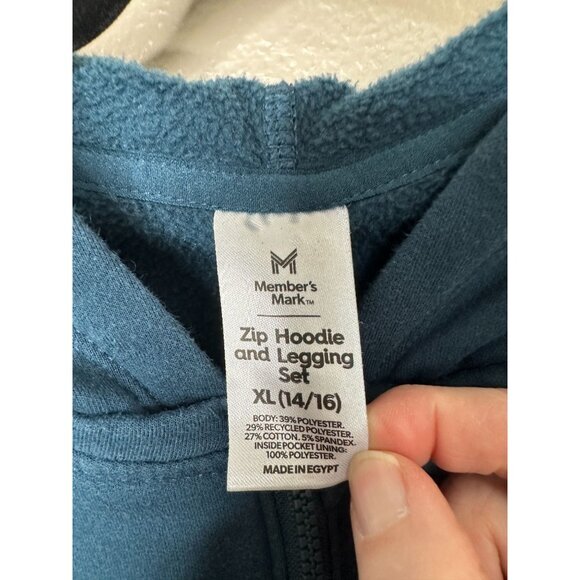 Members Mark girls Teal‎ Hoodie XL long sleeve quarter zip polyester hooded - Picture 3 of 6